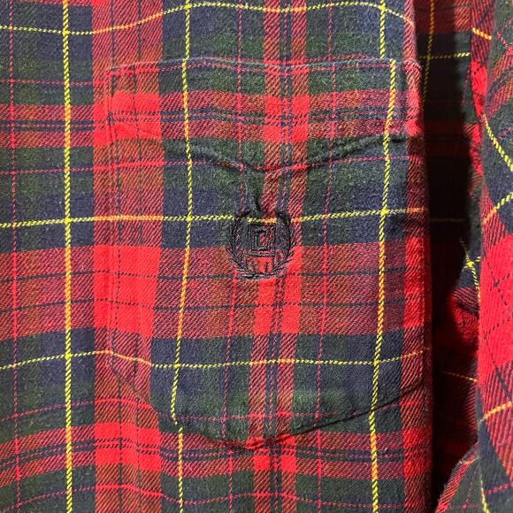 Chap's Men's Size XXL Plaid Flannel Button Down. Holiday Red & Hunter Green - Picture 7 of 9